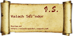 Valach Sándor névjegykártya
